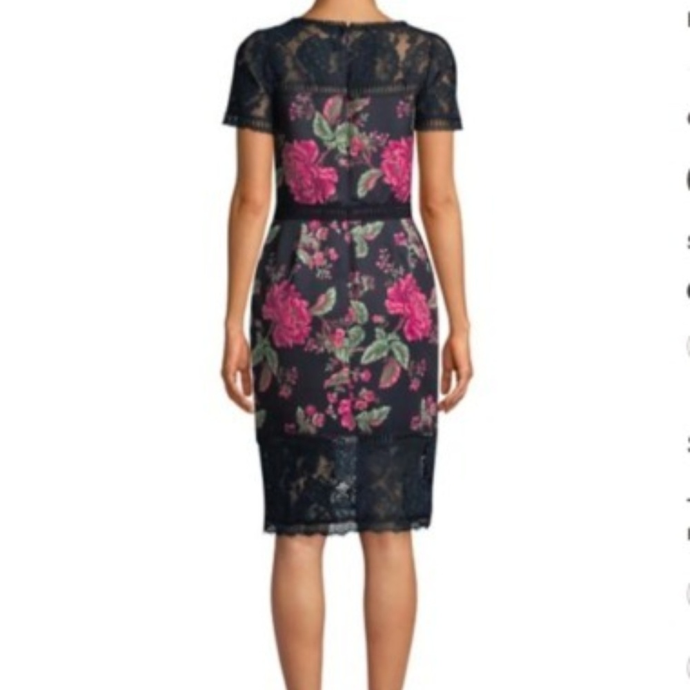NWT Tadashi Shoji Helena neoprene Dress NAVY 8 10 - Picture 2 of 2